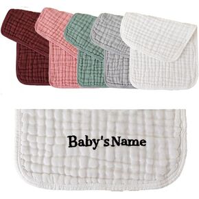 Personalized Muslin Burp Cloths 100% Cotton Baby Washcloths for Boy Girl Baby Essentials 6 Layers Extra Absorbent and Soft Baby Rags for Newborn Registry (20" X10")