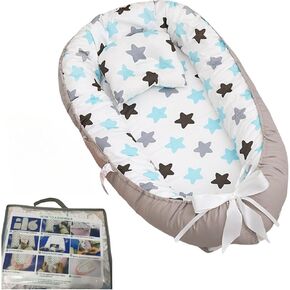 Baby Lounger - Newborn Bassinet Co-Sleeping Crib - Removable & Washable Cotton Baby Bed - Infant Floor Seat - Travel Bassinet