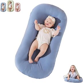 Baby Lounger, Baby Lounger Pillow 0-12M, Bionic Design Newborn Lounger Nest Sleeper, Soft Organic Cotton Breathable Infants Lounger for Boys and Girls (Pink)