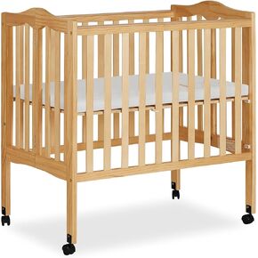 Dream On Me 2-in-1 Lightweight Folding Portable Stationary Side Crib in Pebble Grey, Greenguard Gold Certified, Baby Crib to Playpen, Folds Flat for Storage, Locking Wheels