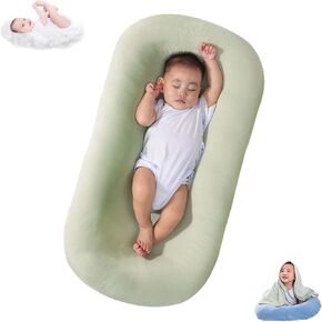 Baby Lounger Pillow for Newborn Babies in Bed, Infant Lounger Nest Sleeper, Soft Breathable Skin-Friendly Newborn Lounger for Boys & Girls (Green)