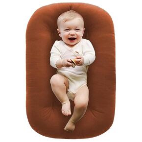 Jeeeun Baby Lounger, Soft Organic Cotton Breathable Lounger for Newborns & Infants 2025 New (Blue,29.5x19.3in)
