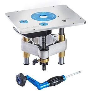Rockler Pro Lift Router Lift - 9-1/4 '' x 11-3/4 '' لوحة جهاز التوجيه الكبيرة - مجموعة أدوات الرفع لجهاز التوجيه لـ Kreg ، Jessum ، Woodpecker & Peachtre