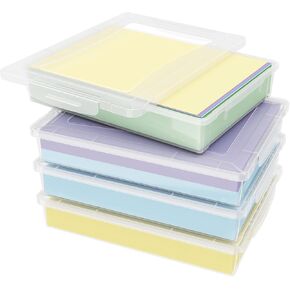 Lifewit Photo Storage Box 5x7 Photo Case, 9 Inner Photo Keeper, Clear Photo Boxes, Lifewit 4 Pack Plastic Multi-Purpose Storage Box with Latching Lids, Clear A4 Paper Storage