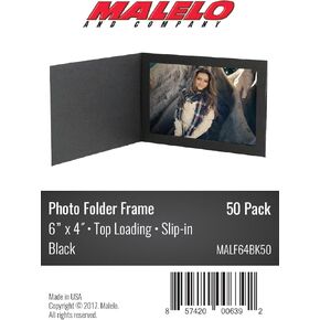Black Cardboard Photo Folder Frame 6x4 - Pack of 50
