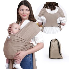 Baby Wrap Carrier Sling: Baby Wearing Wraps Newborn to Toddlers Infants Stretchy Easy to Wear Hands Free Plus Size, Dark Gray