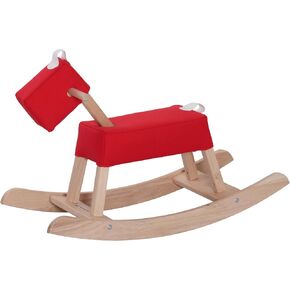 Natural Wooden Rocking Horse for Preschool (Ages 3-6) - Solid Rubber Wood, Safe & Comfortable Footrest, Smooth Surface for Decoration, Supports Physical & Cognitive Growth in Saudi Arabia