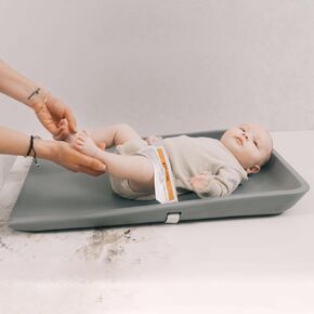 Wipeable Waterproof Baby Changing Pad, Large PU Diaper Pad for Changing Table and Dresser, Easy-Clean with Adjustable Buckle, No-Slip Bottom (Beige)