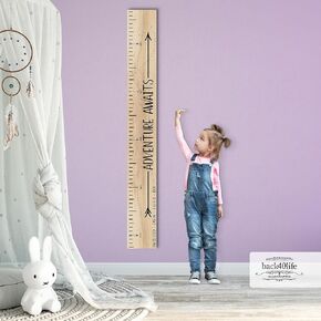 Wooden Kids Growth Chart Ruler for Boys and Girls (Adventure Awaits) Back40Life
