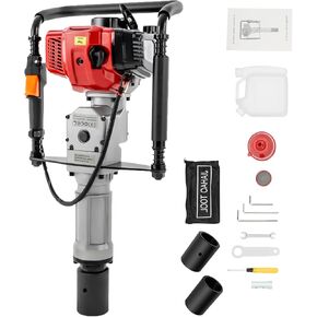 T Post Driver, 52cc Gas Powered T Post Driver, 1900W post driver, Shock Absorption and Safety Lock Heavy-Duty Gasoline Post Driver, Quick Pile Installation, Suitable for Professional Use