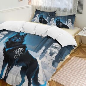 Extra Soft Puppy Wolf Print Comforter - Full Size 3-Piece Nursery Bedding Set for Baby Boys, Cartoon Wolf Cubs,Full:79"x90"/200 * 229cm