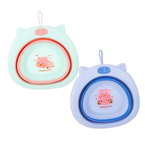 2pcs Baby Folding Washbasins Collapsible Bath Tub for Newborn Toddler Wash Sink Camping