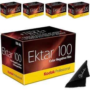 Kodak Ektar 100 35mm Film 4-Pack-ISO 100 ، 36 Film Color Film لكاميرا فيلم 35 مم-يشمل قطعة قماش الألياف الدقيقة بالفيلي