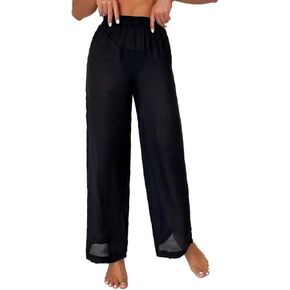 Women Swimsuit Cover Up Summer Beach Solid Mesh Cover Up Pants