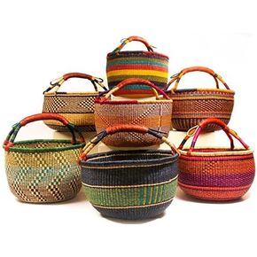Medium Bolga African Bolga Ghana Basket Fair Trade Ghana Baskets toys Egg baskets - Medium: 11 "-13") (COLORS VARY) 1 EACH