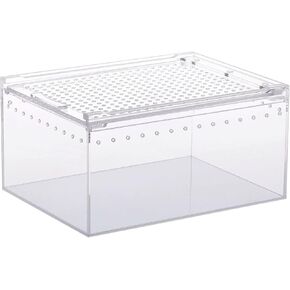 Feeding Box Acrylic Cage Clear-Design Cube Container for Spiders Lizards Snake Snail Tortoises Small Pet