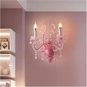 Pink Crystal Wall Lamps Princess Room Girl Bedroom Bedside Light Warm Romantic Living Room