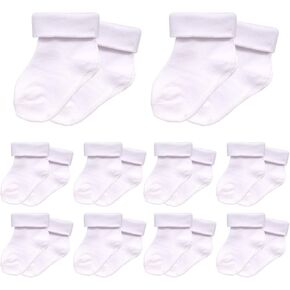 10 Pairs Preemie Baby Socks Cotton Turn Cuff Socks for Boys Girls Newborn