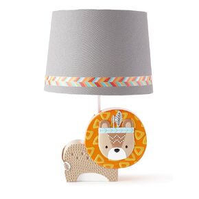 Levtex Home Baby - Zambezi Table Lamp - Lion - Taupe and Orange with Grey Shade and Multicolored Accents - Base and Shade - Nursery Accessories - Measurements: 22 in. high and 6 in. Diameter