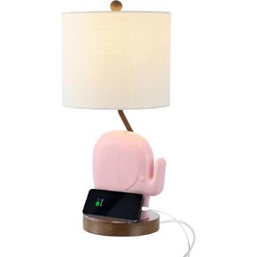 JONATHAN Y JYL6312C Ellie 20.25" Bohemian Designer Iron/Resin Elephant LED Kids Table Lamp with Phone Stand and USB Charging Port Minimalist, Style, Contemporary, Living Room, Bedroom, Blue