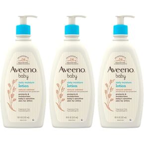 Aveeno Baby Daily Moisture Lotion for Delicate Skin with Natural Colloidal Oatmeal & Dimethicone, Hypoallergenic, Fragrance-, Phthalate- & Paraben-Free, 3 x 18 fl. oz