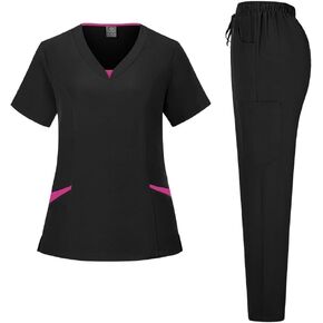 مجموعات فرك المرأة الكلاسيكية ألوان الصلبة الكلاسيكية قصيرة الأكمام فضفاضة ملائمة قمم الفم in Kuwait