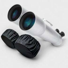 Set of 2 Pieces Dew and Dust Resistant Protective Covers for Binocular Telescope Objective Lenses - Lens and Optics Protection with Elastic Bands and Silicone Stoppers (4 inch), Black