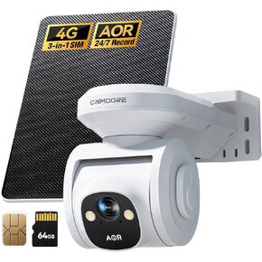 4G LTE Cellular Security Cameras Wireless Outdoor, 2.5K No WiFi Solar Powered Surveillance Camera for Home Security, PTZ AI Tracking Color Night Vision, SIM/64GB SD Card, Coldproof, AOR 24/7 Recording