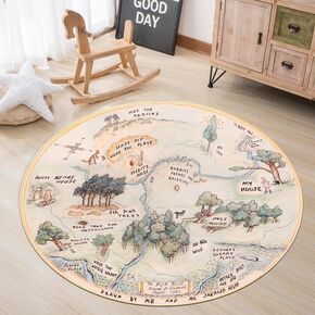 CR Round Pooh Map Rug Kids Room Nursery Decor Baby Room Rug 1501.6 71 Inches = 180 cm;