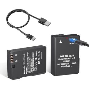 LP EN-EL14 / EN-EL14a Battery 15000mAh for Nikon D3100 D3200 D3300 D3400 D3500 D5100 D5200 D5300 D5500 D5600 DF Coolpix P7000 P7100 P7700 P7800 Cameras (1 Battery)