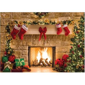 WOLADA 8x6FT Christmas Fireplace Backdrop Christmas Backdrop Christmas Photo Backdrops Fireplace Christmas Decorations Christmas Wall Backdrop Christmas Backdrops for Photography 11209 in Kuwait