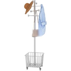 Coat Rack Stand Clothes Rack Stand, Garment Rack, Portable Hat Handbag Umbrella Shoe Items Storage Holder, Bedroom Entryway Office Shop Organizer, Movable Shelves