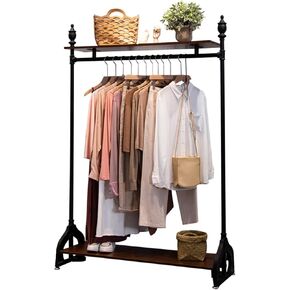 Coat Rack Stand Clothes Rack Stand, Garment Rack, Hall Entryway Bedroom Office Retail Store Storage Display Stand, Hat Handbag Shoe Suits Organizer Hangers, Adjustable Shelves (Color : Black