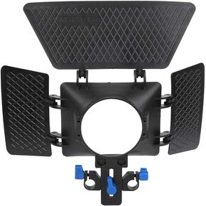 SLR Shoulder Stand Matte Box with 15mm Slideway System for DSLR Cameras, Adjustable Lens Hood with 60mm Rail Spacing, Professional Matte Box for Lighting Control