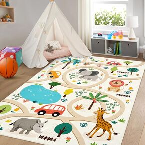 GarveeHome Washable Kids Rug 8x10 Feet Kids Carpet Play Mat Car Play Rug, City Life Traffic Road Large Children Educational & Game Area Rug for Toddler Boys Girls Bedroom Playroom Classroom Nursery