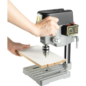 Mini Benchtop Drill Press - 340W 110V Bench Drill Press 3 Speed Adjustable Mini Portable Benchtop Tabletop 0.1-1cm Drilling Chuck Electric Pure Copper Motor Drill for DIY Wood Metal Plastic
