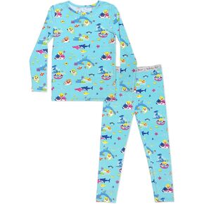 Bellabu Bear Baby Shark Two-Piece Pajama Set for Boys & Girls, Matching Family Pajamas, Rayon from Bamboo