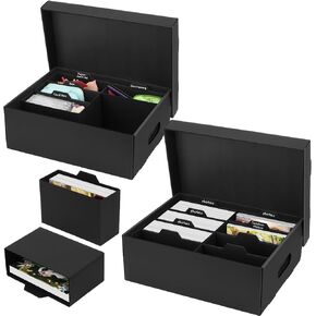 2 PCS Photo Storage Box for 4x6 Pictures, with 8 Inner Picture Boxes, Photo Organizer Box, Portable Scrapbook Photo Boxes with Lid, Craft Storage Containers for Photo Stickers Stamps Seeds(Black)