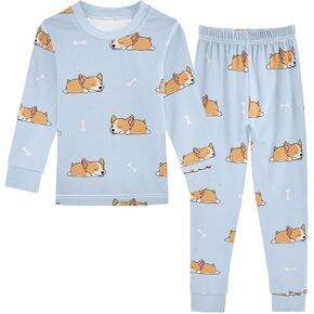 Pajama Sets Long Sleeve Top and Pants, Soft Cotton Sleepwear 2 Piece Pjs Set for Home Casual Size 18M-8Y