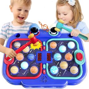 Hammer Mole Game for Kids Toddlers, Hammer and Pounding Interactive Toddler Toys for Boys 4-6 with 2 Hammers, 5 Modes, Learning Toys for Kids 3-6 Year Old Boys Blue