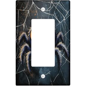 Cute Kids Tarantula Decorative Light Switch Cover Plate 1 Gang Single Rocker, Cartoon Funny Spider Electrical Faceplate for Bedroom Bathroom Decor, Cool Insect Electrical Switchplate