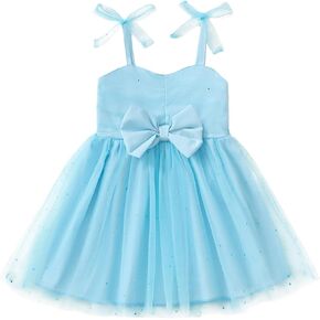 Toddler Baby Girl Tutu Dress Summer Smocked Ruffle Sleeveless Princess Birthday Party Dresses Tulle Bowknot Sundress