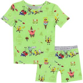 Bellabu Bear SpongeBob SquarePants Kids Shorts Set for Boys & Girls, Matching Family Pajamas, Rayon from Bamboo