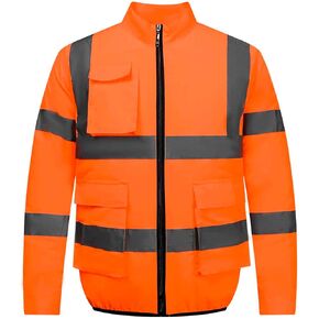 High Visibility Reflective Safety Jacket for Women & Men Waterproof Work Construction Coat with Pockets Rain Gear