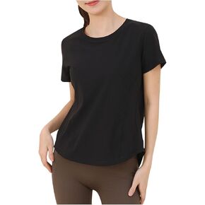 Women's T Shirts Round Neck Short Sleeve Breathable Tee Sun Protection Quick Dry Yoga Gym Workout Athletic Tops