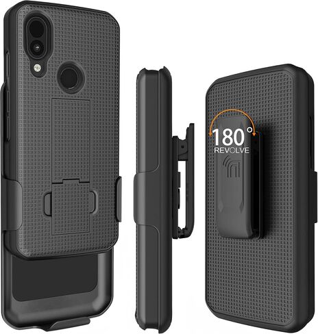 حافظة مع مشبك لهاتف CAT S62 PRO، هاتف Nakedcellphone [Hunter Camouflage] غطاء مسند مع [دوار/سقاطة] مجموعة حامل حزام الورك - تصميم شجرة مموهة برتقالية in Saudi Arabia