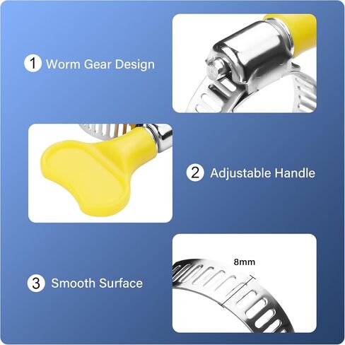 PNGKNYOCN 20Pcs Stainless Steel Throat Band,15mm-30 mm Adjustable Key-Type Band Hose Clamp Assortment Kit,with Plastic Handle for Securing Hose in Saudi Arabia