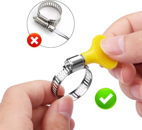 PNGKNYOCN 20Pcs Stainless Steel Throat Band,15mm-30 mm Adjustable Key-Type Band Hose Clamp Assortment Kit,with Plastic Handle for Securing Hose in Saudi Arabia