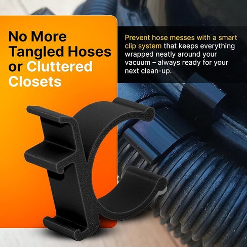 SPLASHNCOLOR HOSE HOSE & VACUUM CLEANER STORAGE CLIP لهنري وجورج وجيمس وتشارلز الفراغ - مقاطع خرطوم شاقة - إكسسوارات الفراغ - يحمل خرطومًا آمنًا في مكانه - ABS - أسود (2 عبوة) in Saudi Arabia