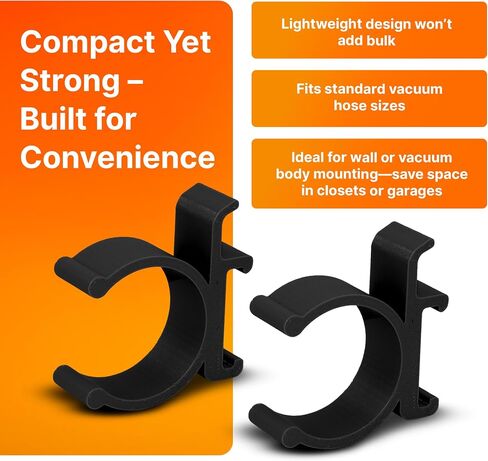 SPLASHNCOLOR HOSE HOSE & VACUUM CLEANER STORAGE CLIP لهنري وجورج وجيمس وتشارلز الفراغ - مقاطع خرطوم شاقة - إكسسوارات الفراغ - يحمل خرطومًا آمنًا في مكانه - ABS - أسود (2 عبوة) in Saudi Arabia